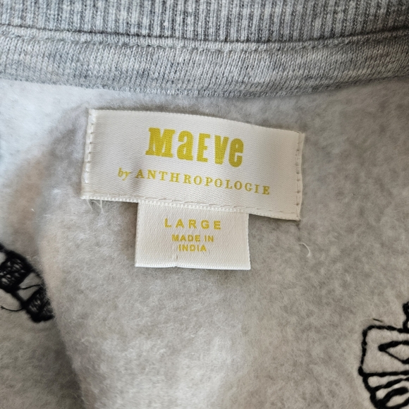 Anthropologie Casual Chic Gray Bow-Print Puff-Sleeve Sweatshirt - Picture 14 of 16